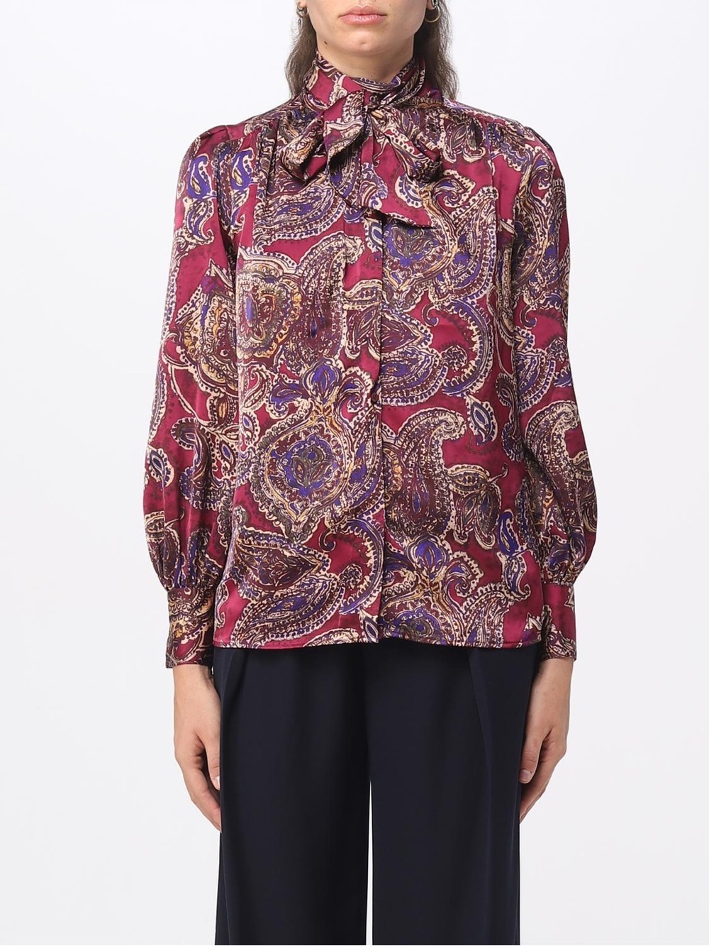 Lauren Ralph Lauren NEW Paisley Tie Neck Black Label Blouse